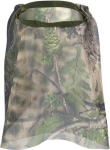 Camouflage mesh insect head net for outdoor use.