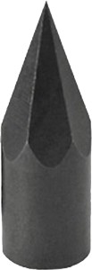 Black cone-shaped metal object with pointy tip