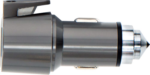 Gray metallic car power adapter charger