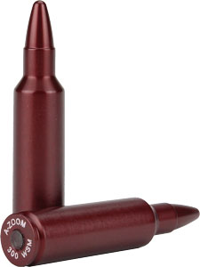 Two red rifle dummy rounds for training