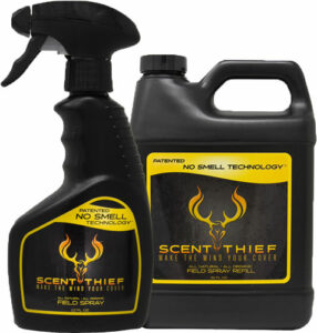 Scent Thief no-smell field spray and refill bottle.