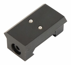 Black metal component with screws, electronic part
