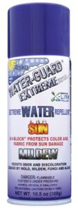Water repellent spray bottle with UV protection.