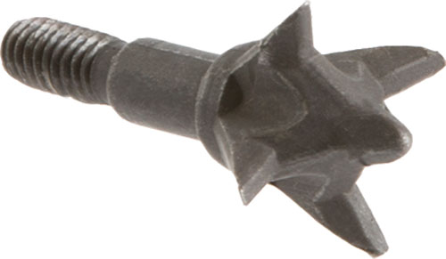Four-blade metal arrowhead for hunting arrows.
