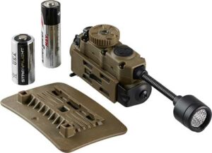 Military tactical flashlight with batteries and mount