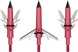 Red crossbow broadheads with sharp blades