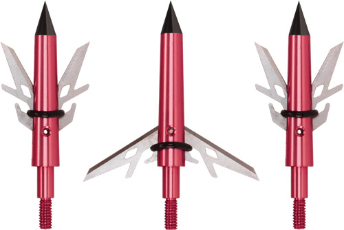 Red crossbow broadheads with sharp blades