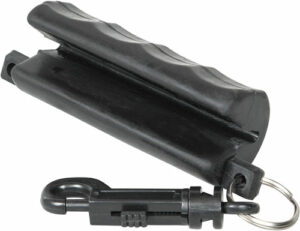 Black boat scupper plug with keyring attachment