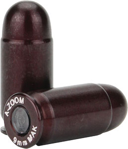 Two dark brown 9mm A-Zoom snap caps.