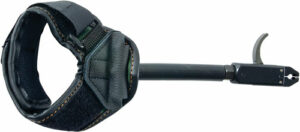 Archery wrist release with strap and trigger mechanism.