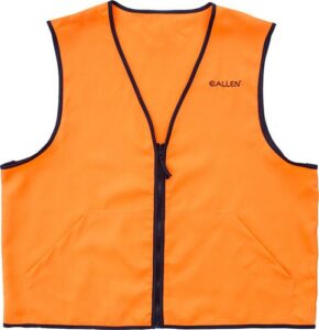 Orange safety vest with black trim and zipper