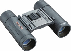 Compact black binoculars with Tasco logo