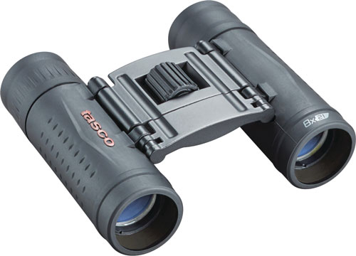 Compact black binoculars with Tasco logo