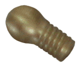 Bronze metallic screw with rounded head, isolated.