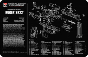 Diagram of Ruger SR22 gun parts and assembly.