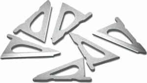 Set of six broadhead arrow replacement blades.