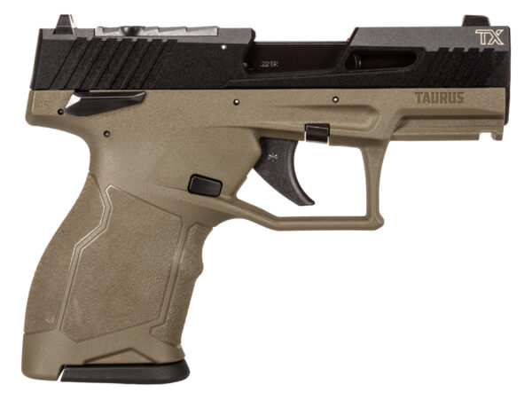 Taurus handgun side view on white background.