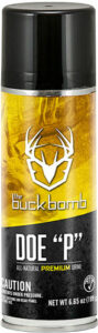 Buck Bomb Doe P scent lure aerosol can