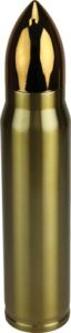 Gold bullet-shaped metal container isolated on white