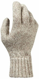 Gray knitted wool glove with ribbed cuff