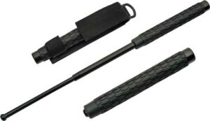 Black expandable baton with sheath