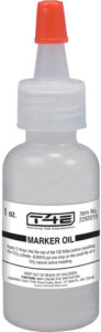Bottle of marker oil for maintenance.
