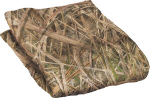 Camouflage-patterned fabric folded neatly.