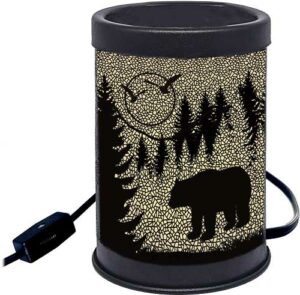 Bear silhouette electric candle warmer with forest design