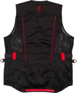 Black and red mesh shooting vest backside view