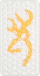 Honeycomb pattern with orange logo design