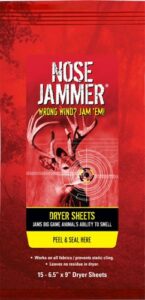 Nose Jammer dryer sheets for hunting scent control