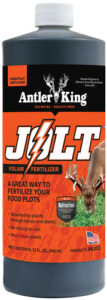 Antler King Jolt fertilizer bottle for food plots.