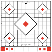 Diamond shooting target with red squares.