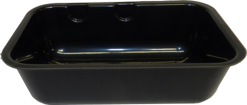 Empty black plastic tray container