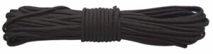 Coiled black paracord rope bundle for outdoor use
