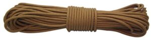 Coiled brown paracord rope bundle