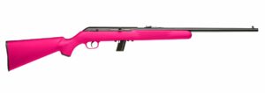 Pink rifle with black barrel and stock.