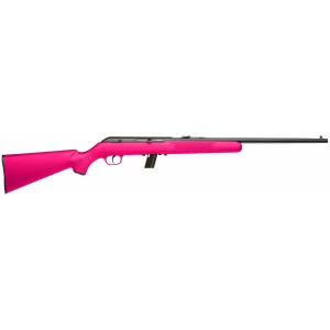 Pink rifle with black barrel and stock.