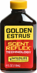 Golden Estrus deer lure with Scent Reflex Technology.