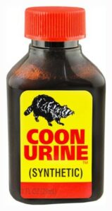 Synthetic raccoon urine bottle for animal deterrent