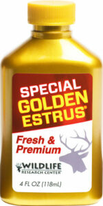 Special Golden Estrus deer attraction scent bottle.