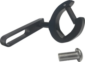 Black bicycle bracket hook with screw.