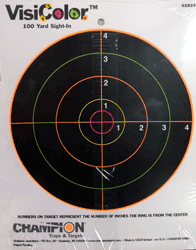 Colorful shooting target with numbered circles.