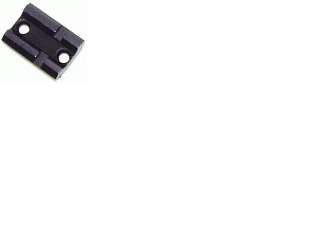 Black metal dovetail mount base with two holes.