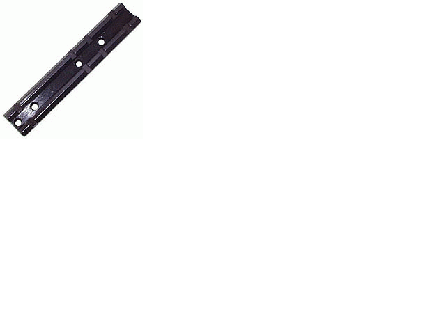 Black metal rails with holes, mounting bracket.
