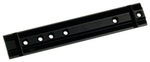 Black metal slotted rail with multiple holes