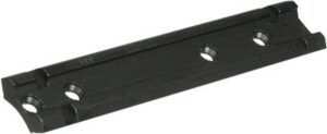 Black metal mount rail with three screw holes.