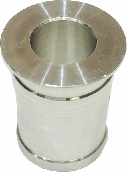 Metallic cylindrical bushing component close-up
