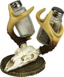 Antler holder with salt and pepper shakers