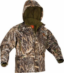 Camouflage waterproof hunting jacket with hood